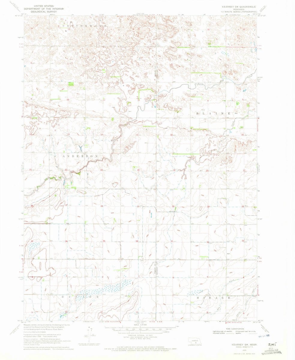 1970 Kearney SW, NE  - Nebraska - USGS Topographic Map