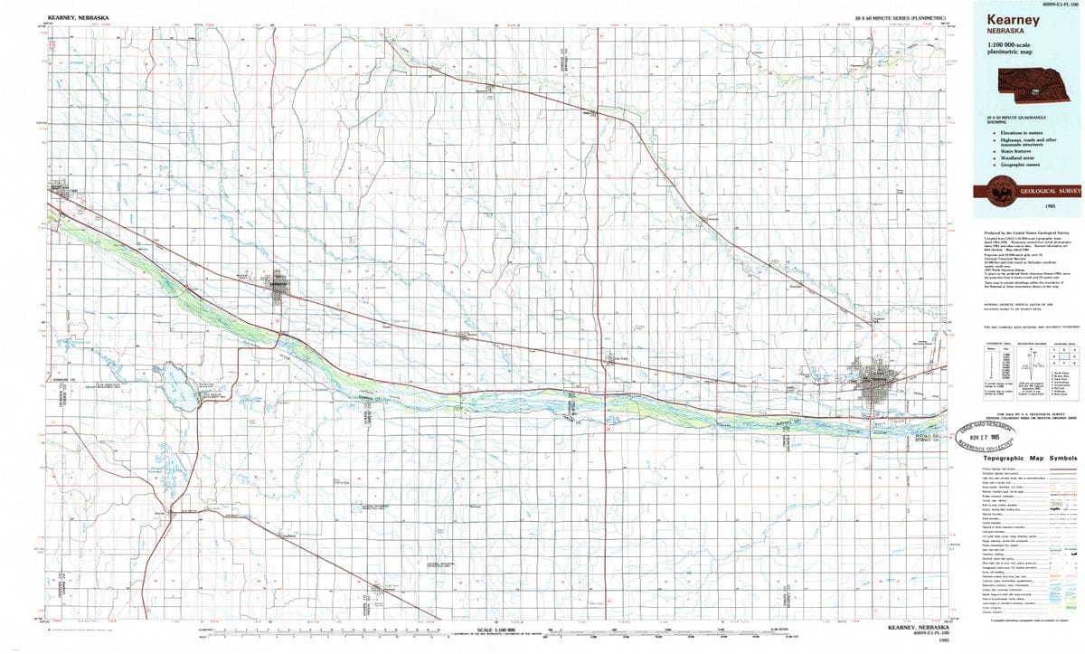 1985 Kearney, NE  - Nebraska - USGS Topographic Map