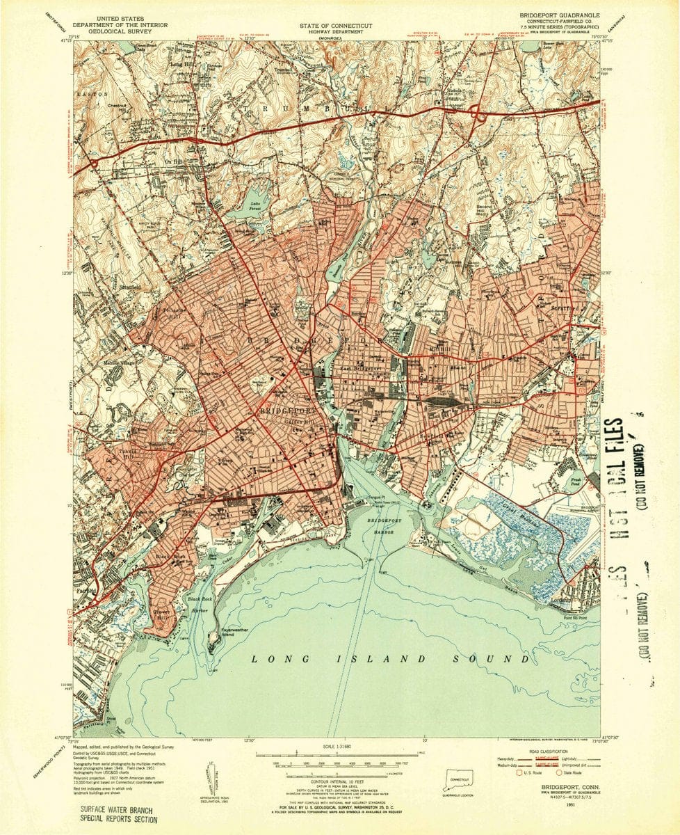 1951 Bridgeport, CT  - Connecticut - USGS Topographic Map v2