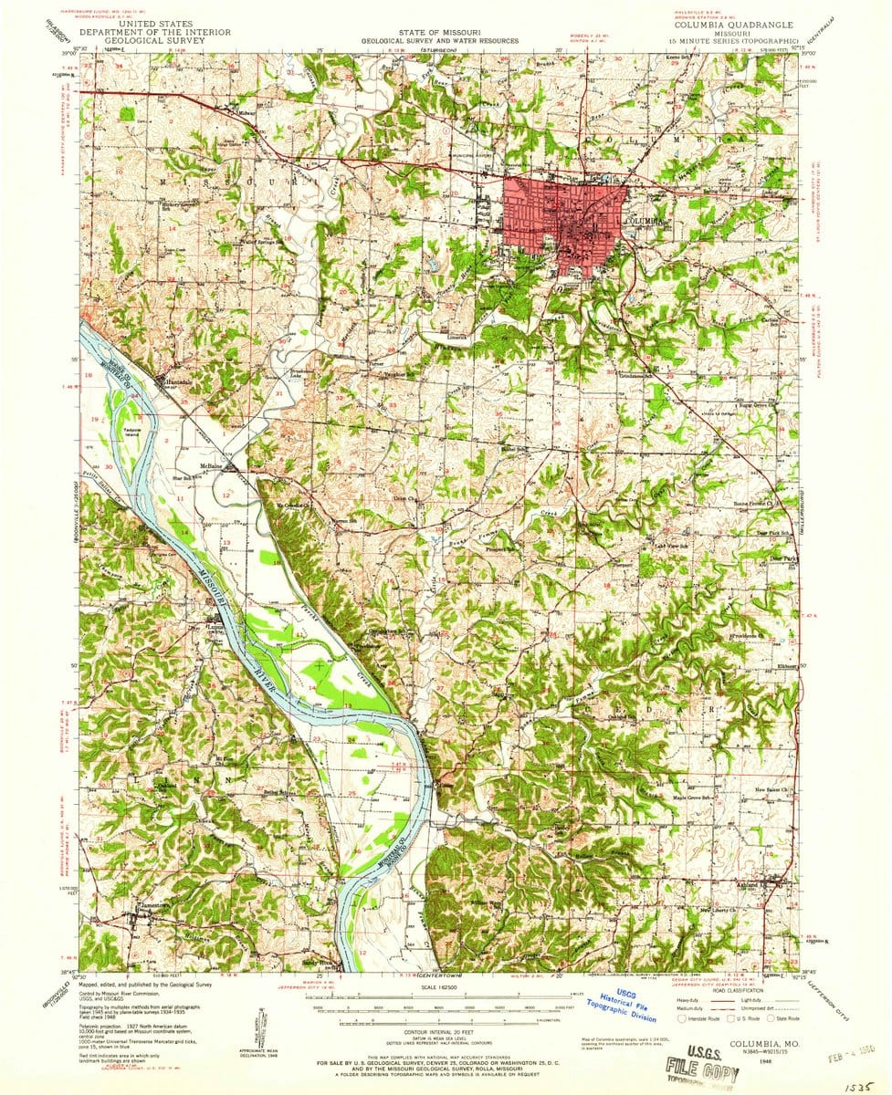 1948 Columbia, MO  - Missouri - USGS Topographic Map