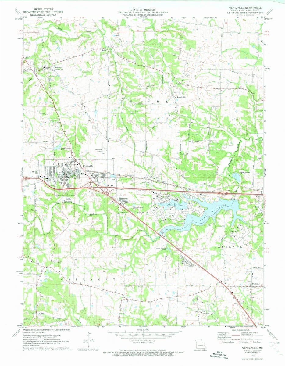 1972 Wentzville, MO  - Missouri - USGS Topographic Map