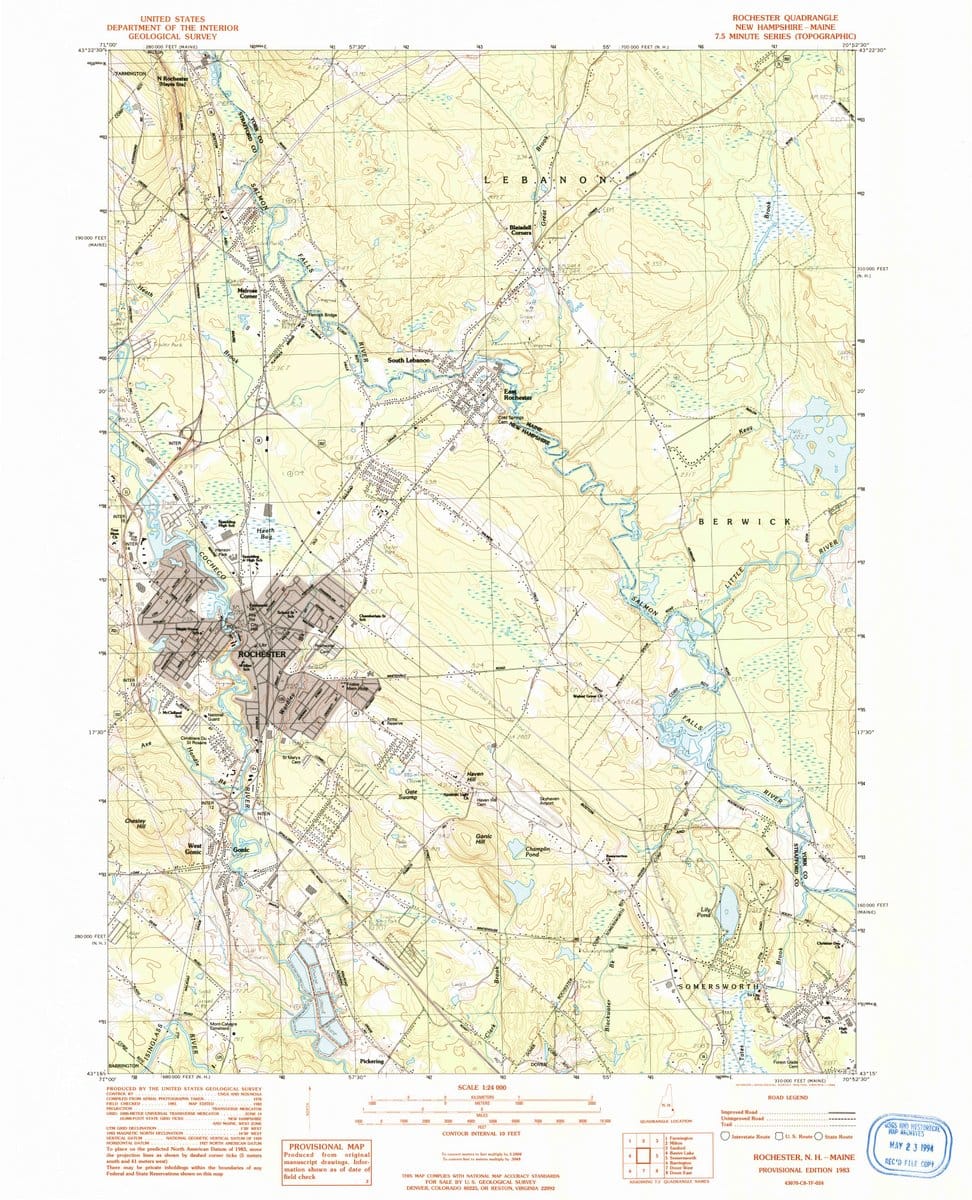 1983 Rochester, NH  - New Hampshire - USGS Topographic Map