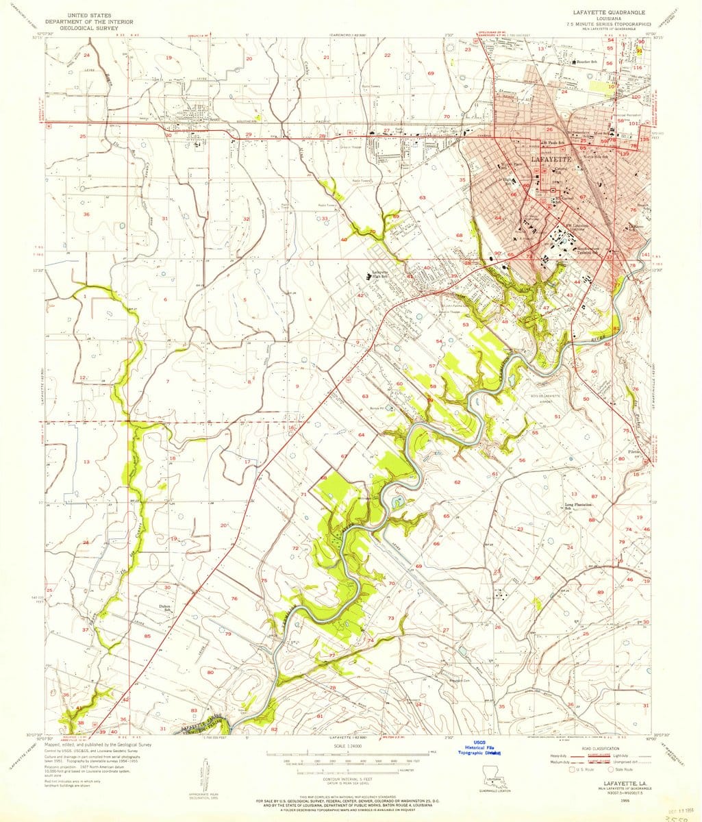 1955 Lafayette, LA  - Louisiana - USGS Topographic Map