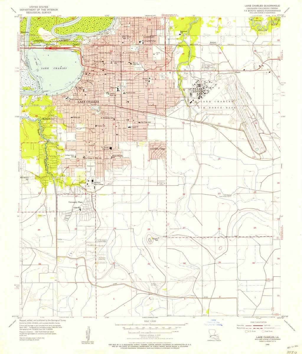 1955 Lake Charles, LA  - Louisiana - USGS Topographic Map v3