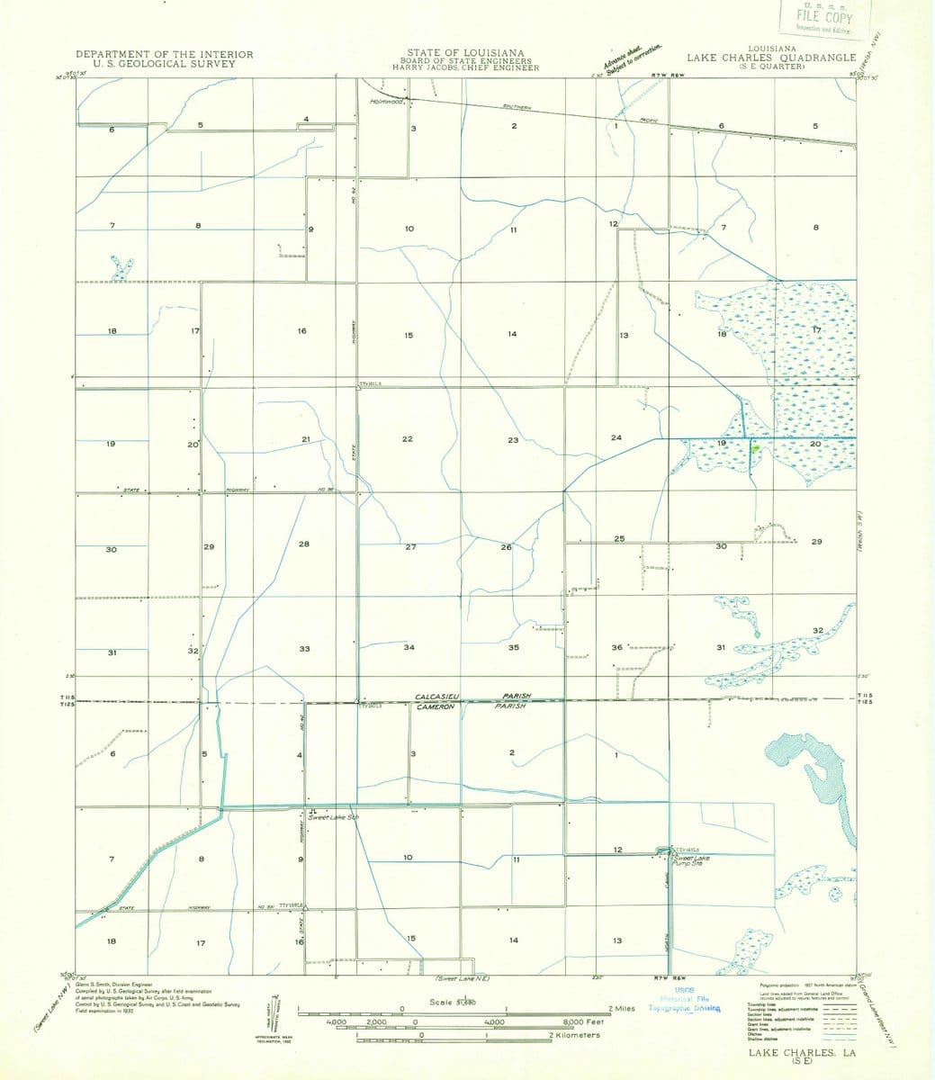 1932 Lake Charles SE, LA  - Louisiana - USGS Topographic Map