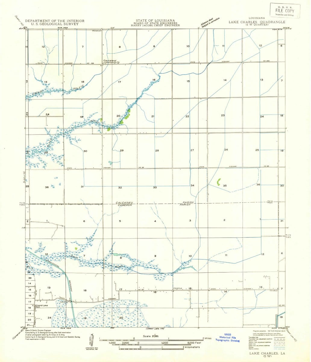 1932 Lake Charles SW, LA  - Louisiana - USGS Topographic Map