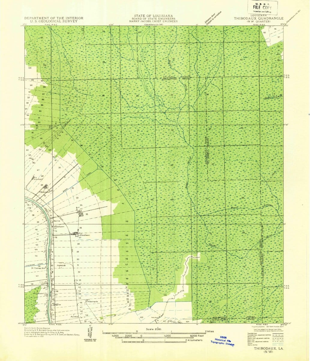1927 Thibodaux NW, LA  - Louisiana - USGS Topographic Map