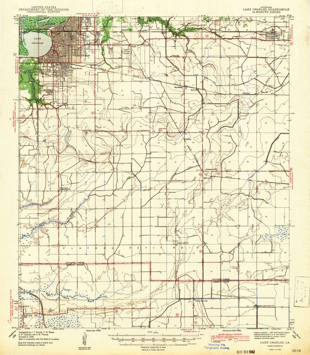 1942 Lake Charles, LA  - Louisiana - USGS Topographic Map