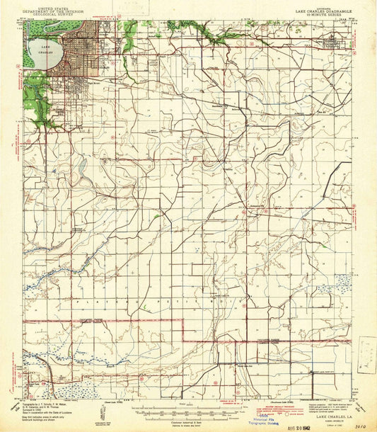 1942 Lake Charles, LA  - Louisiana - USGS Topographic Map