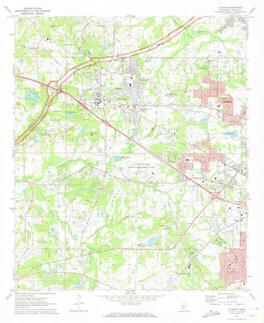 1971 Clinton, MS  - Mississippi - USGS Topographic Map