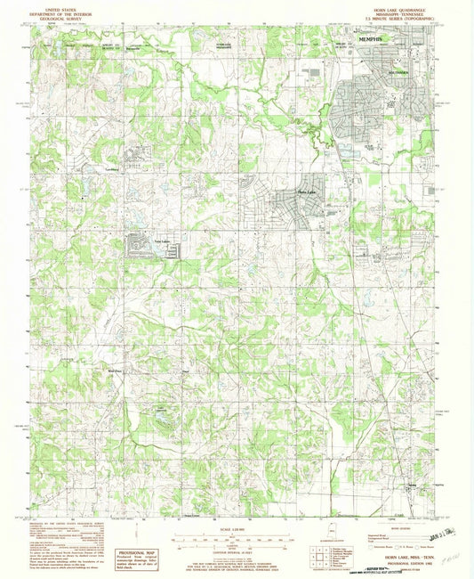 1982 Horn Lake, MS  - Mississippi - USGS Topographic Map