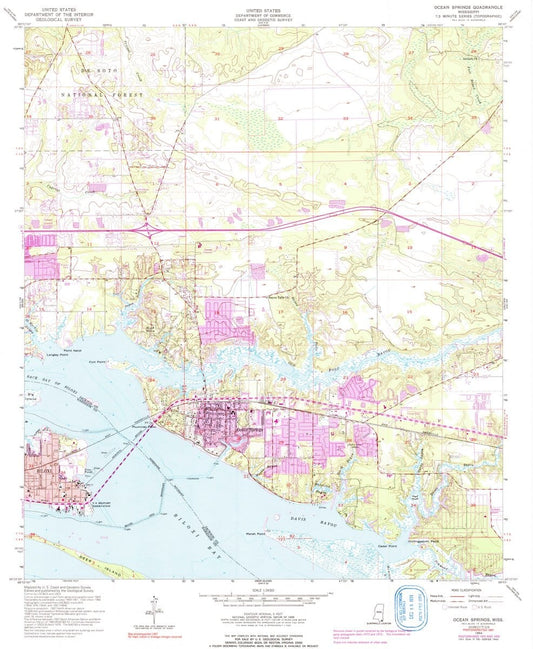 1954 Ocean Springs, MS  - Mississippi - USGS Topographic Map
