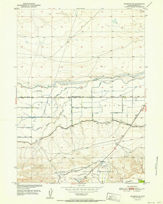 1952 Riverton NE, WY  - Wyoming - USGS Topographic Map