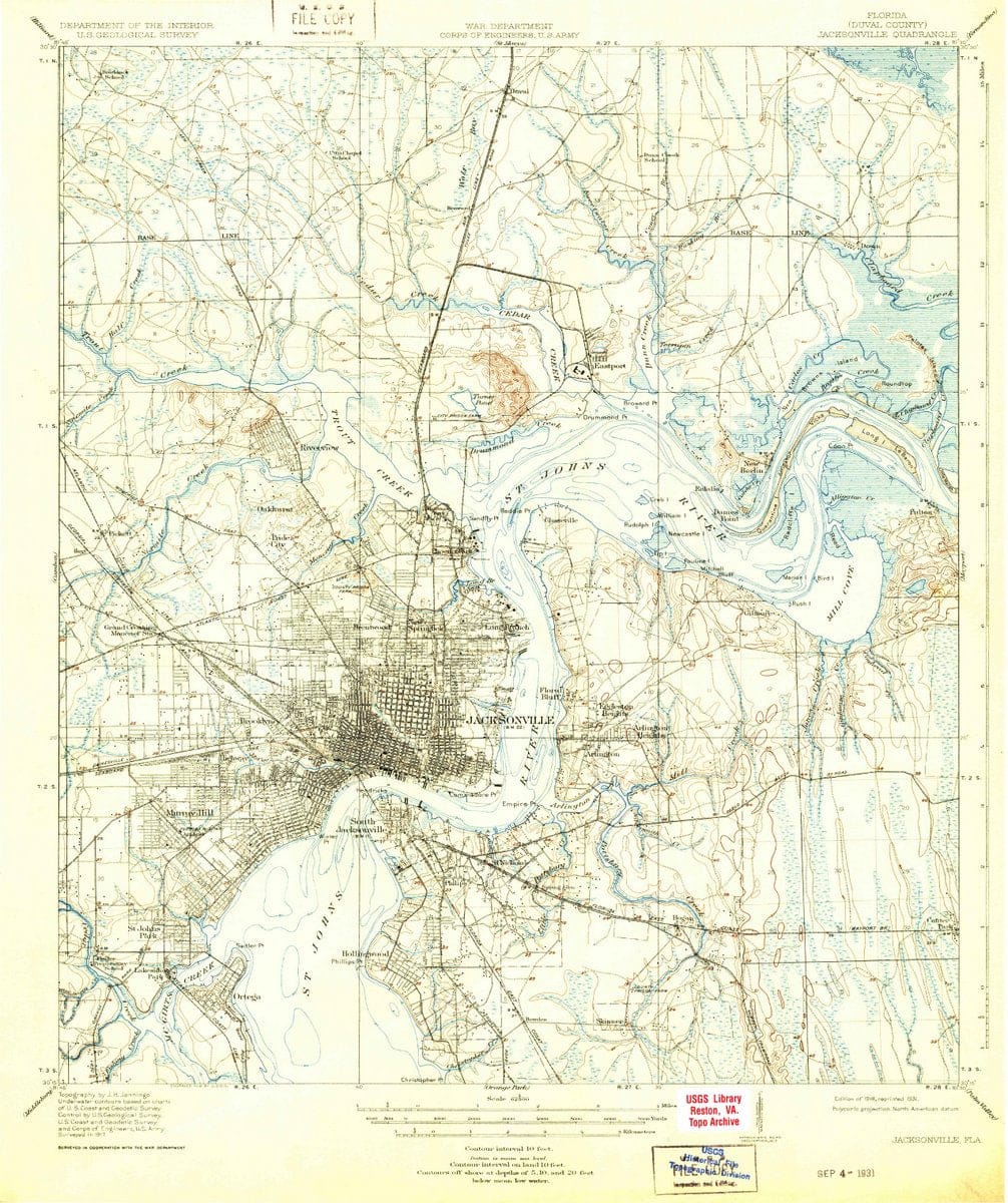 1918 Jacksonville, FL  - Florida - USGS Topographic Map