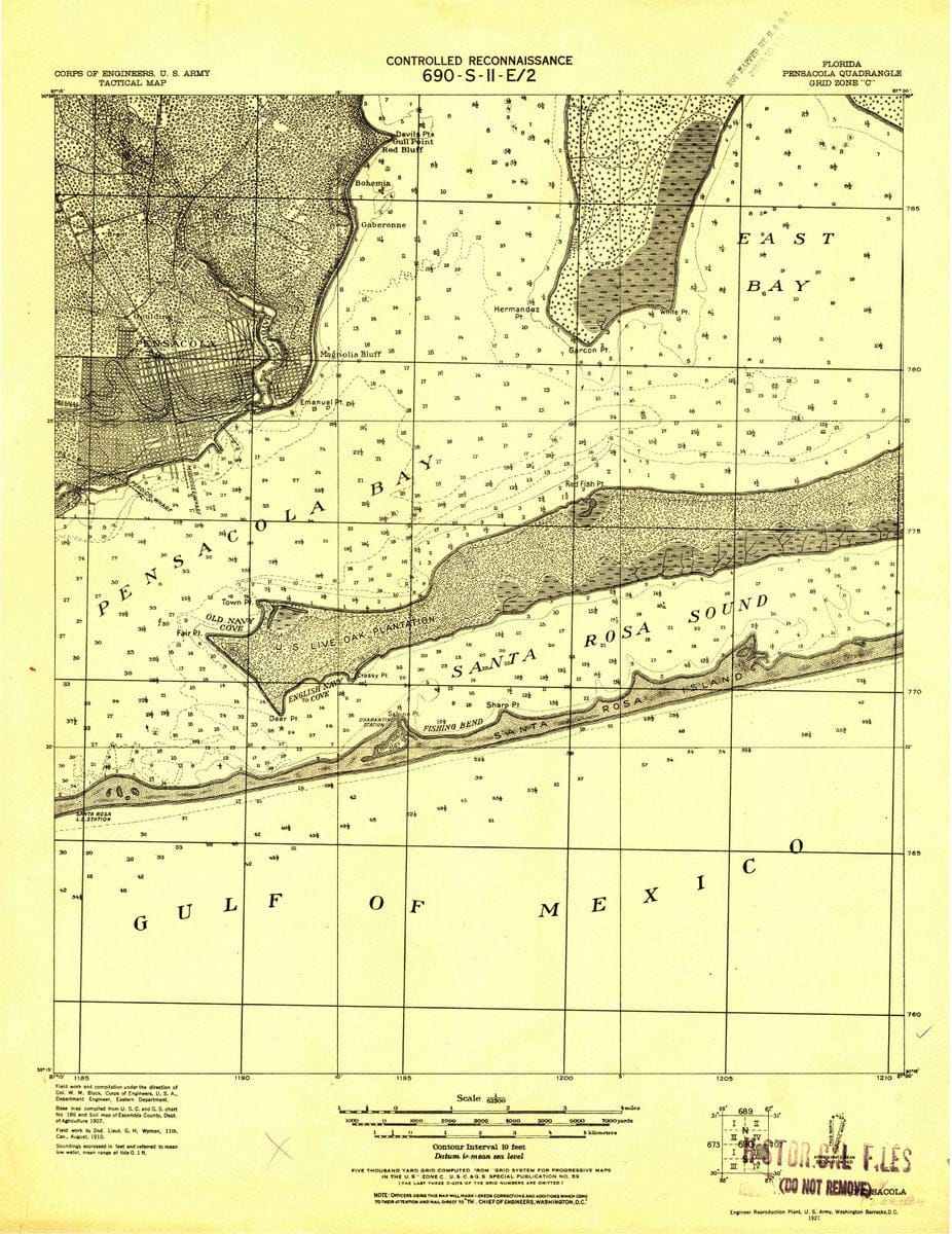 1921 Pensacola, FL  - Florida - USGS Topographic Map