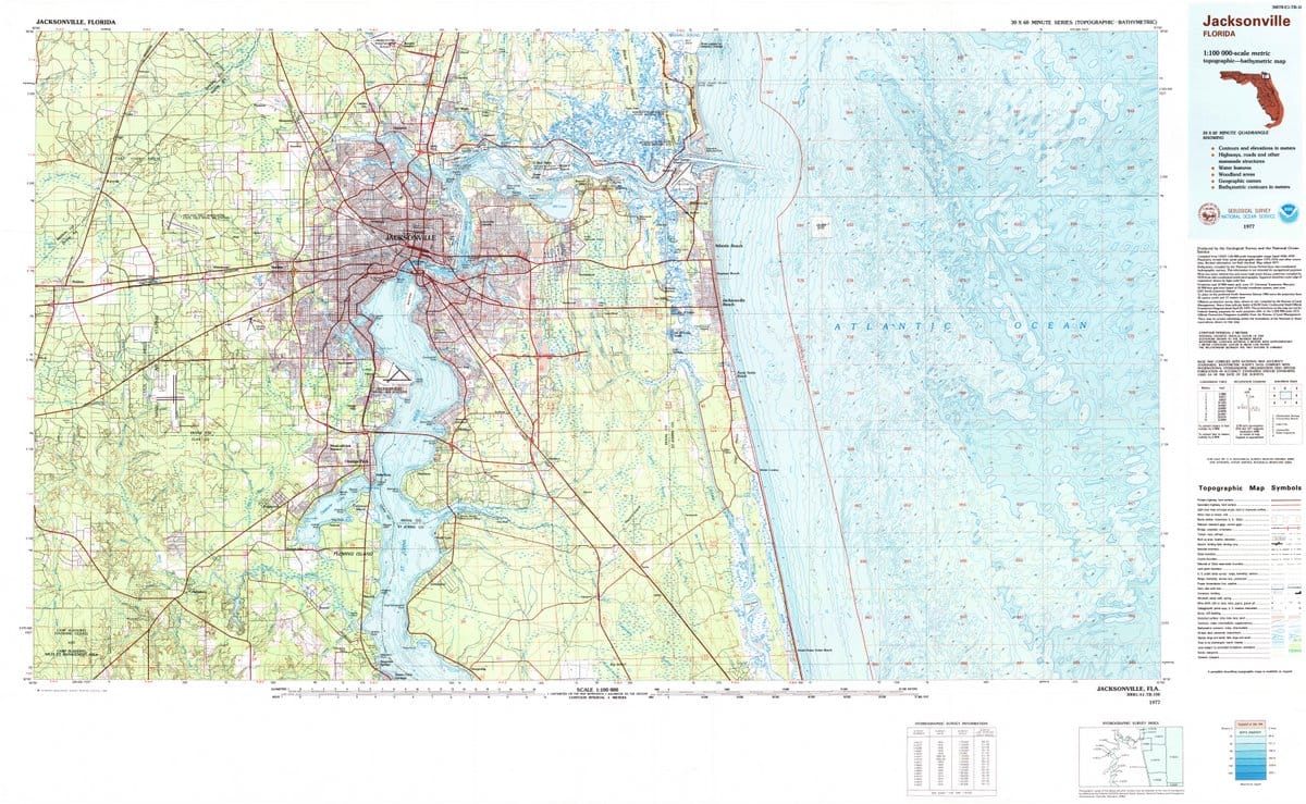 1977 Jacksonville, FL  - Florida - USGS Topographic Map
