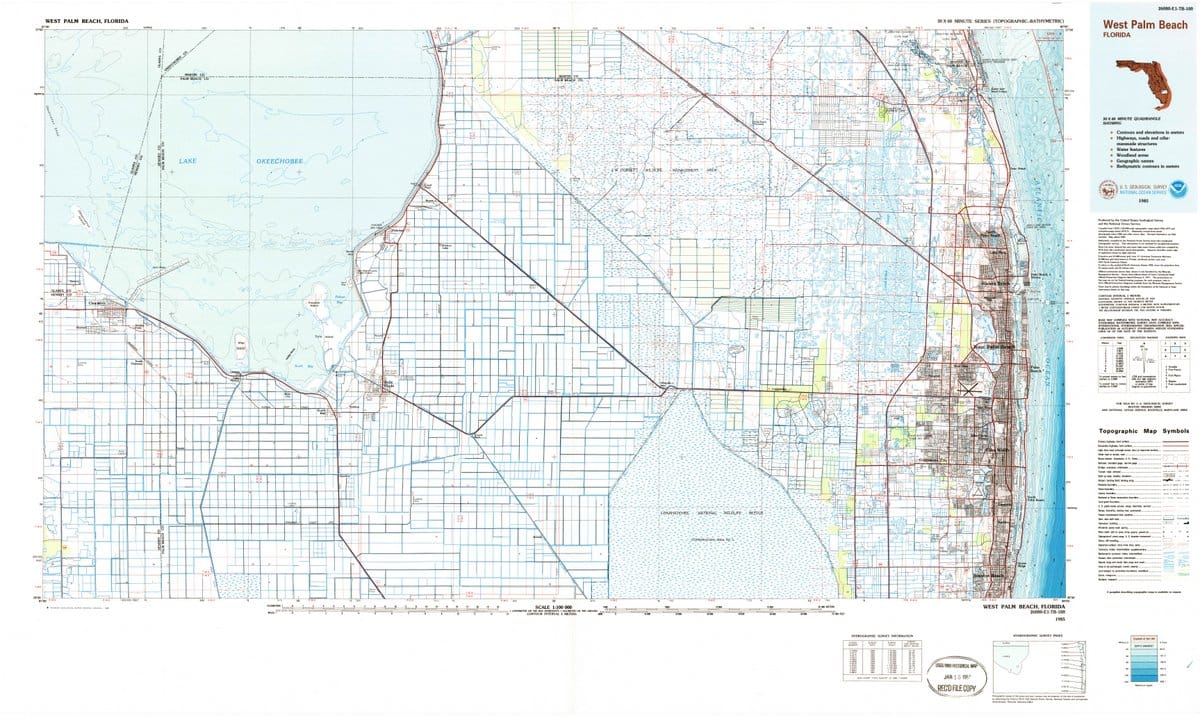 1985 West Palm Beach, FL  - Florida - USGS Topographic Map