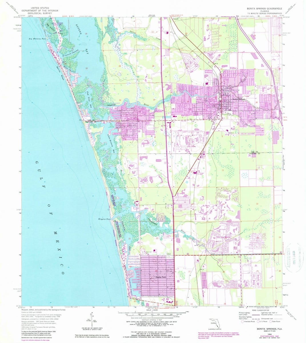 1958 Bonita Springs, FL  - Florida - USGS Topographic Map