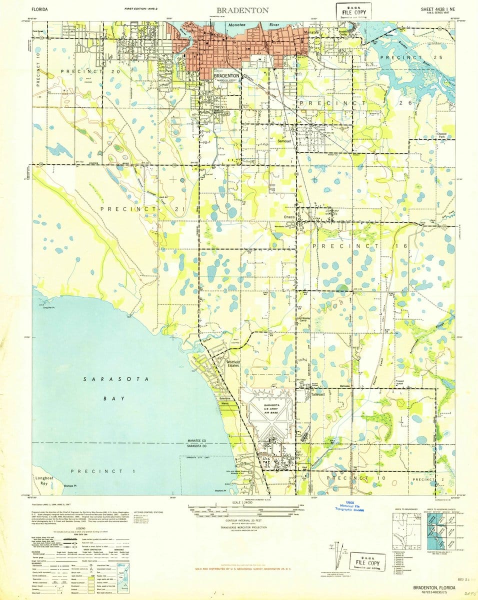 1947 Bradenton, FL  - Florida - USGS Topographic Map