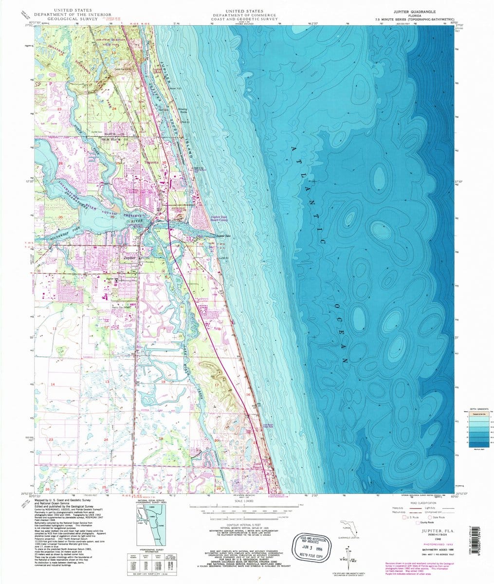 1948 Jupiter, FL  - Florida - USGS Topographic Map