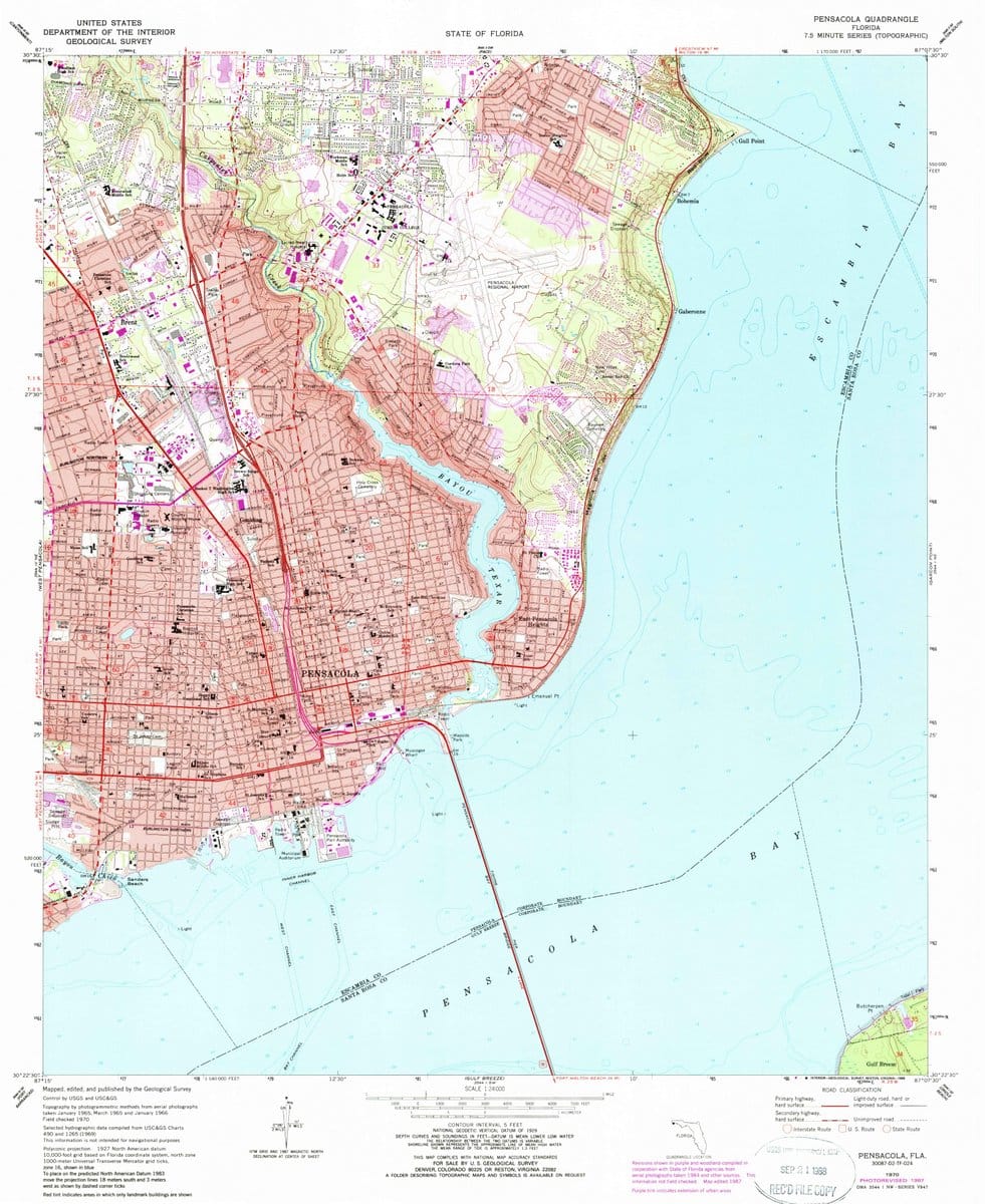 1970 Pensacola, FL  - Florida - USGS Topographic Map