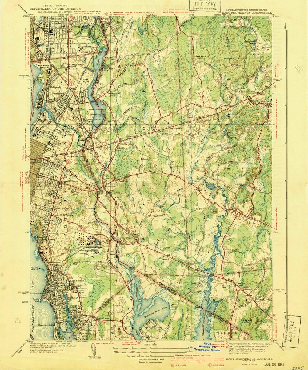 1941 East Providence, RI  - Rhode Island - USGS Topographic Map