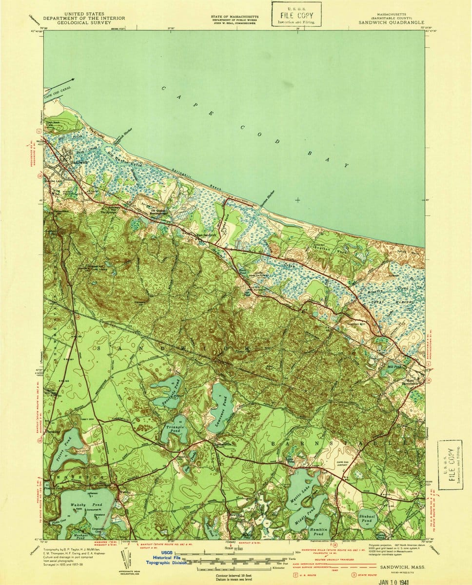1938 Sandwich, MA  - Massachusetts - USGS Topographic Map