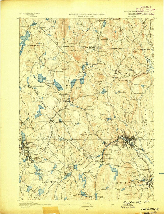 1889 Fitchburg, MA  - Massachusetts - USGS Topographic Map