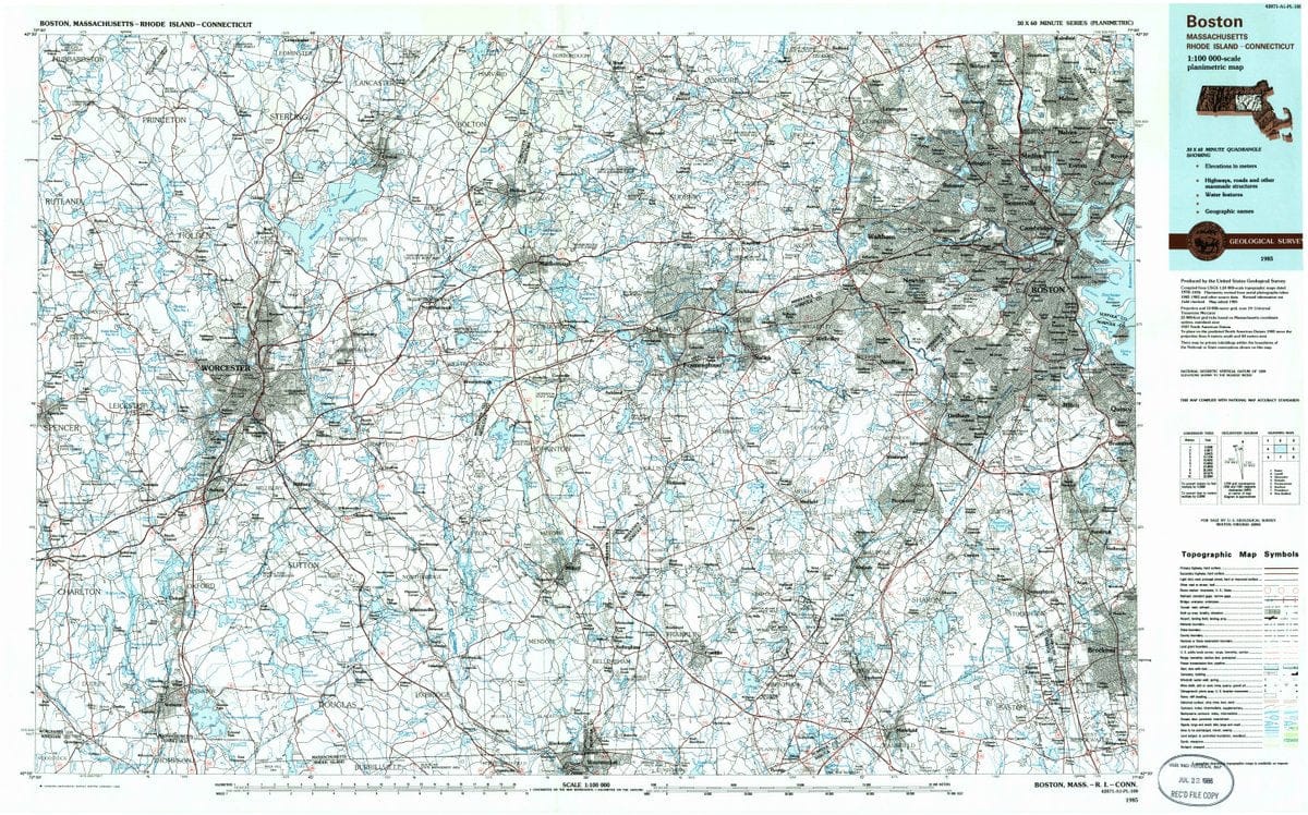 1985 Boston, MA  - Massachusetts - USGS Topographic Map
