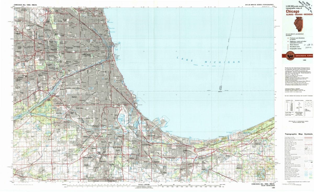 1980 Chicago, IL  - Illinois - USGS Topographic Map