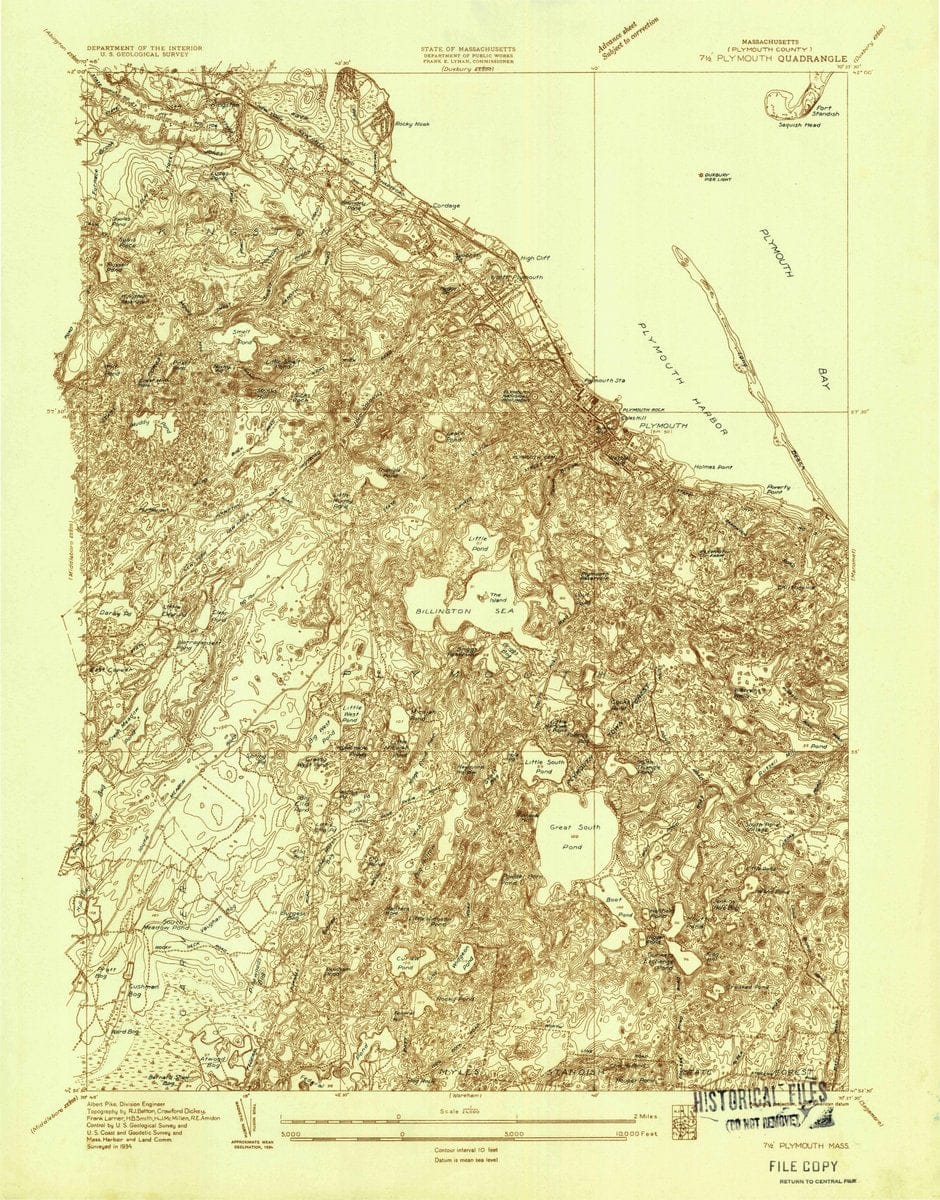 1934 Plymouth, MA  - Massachusetts - USGS Topographic Map