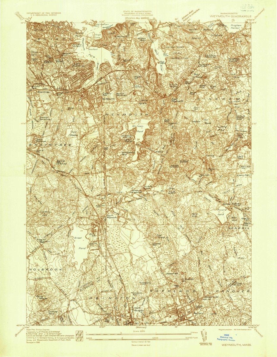 1936 Weymouth, MA  - Massachusetts - USGS Topographic Map