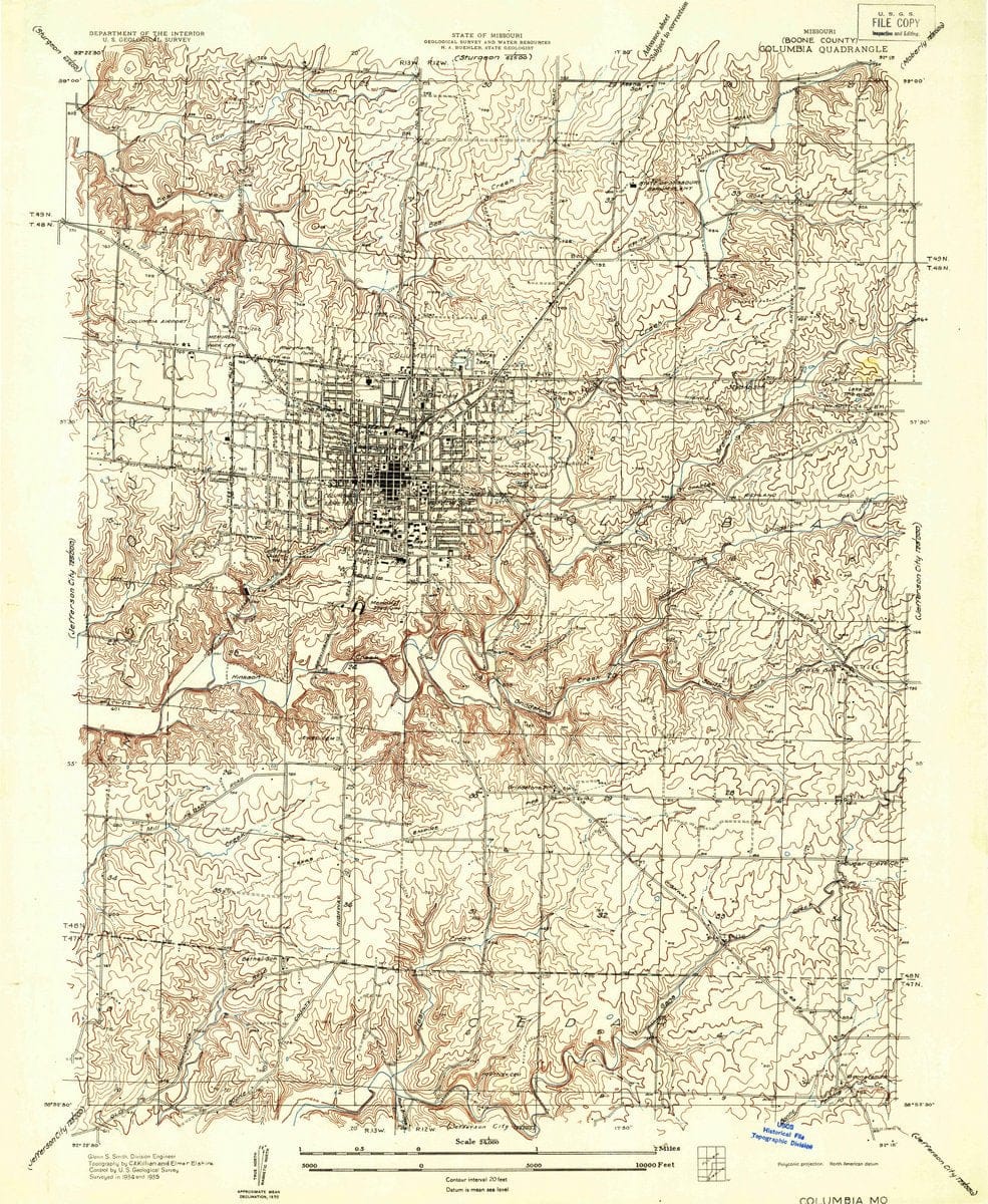 1935 Columbia, MO  - Missouri - USGS Topographic Map