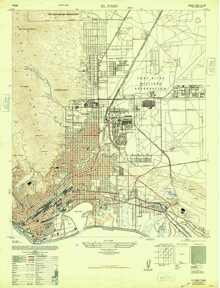 1948 El Paso, TX  - Texas - USGS Topographic Map