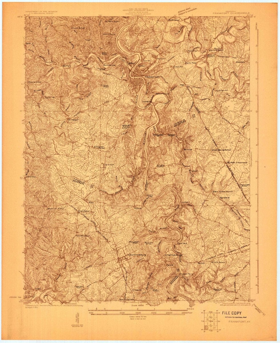 1922 Frankfort, KY  - Kentucky - USGS Topographic Map