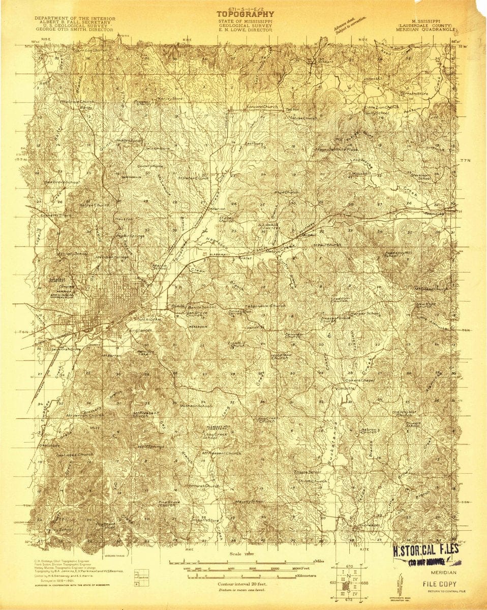 1921 Meridian, MS  - Mississippi - USGS Topographic Map v2