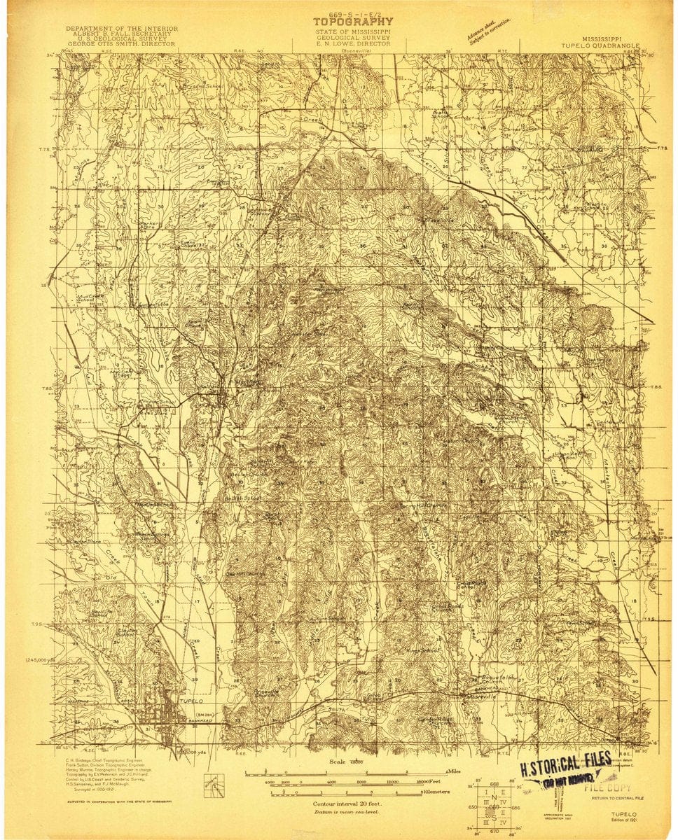 1921 Tupelo, MS  - Mississippi - USGS Topographic Map v2