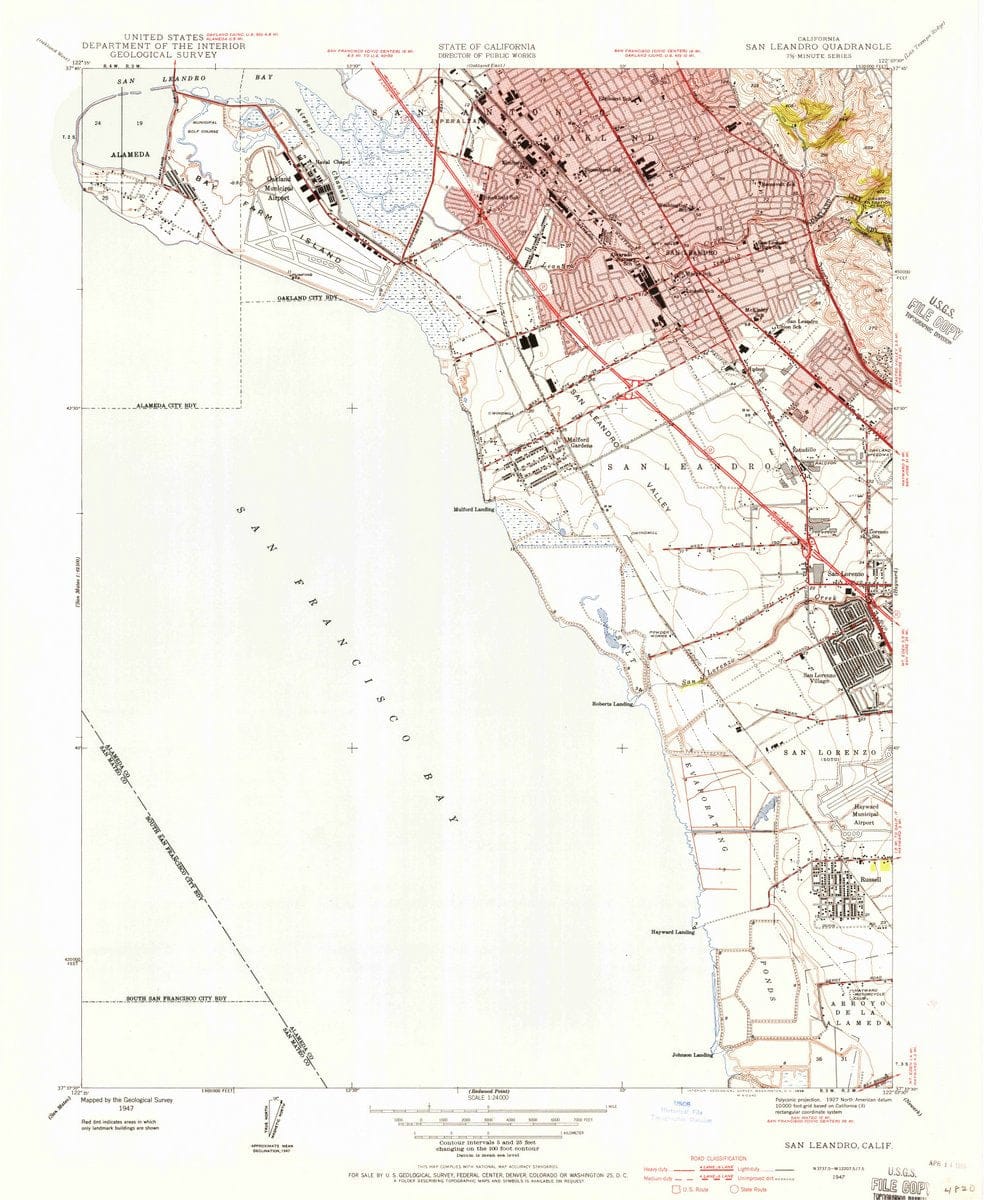 1947 San Leandro, CA  - California - USGS Topographic Map