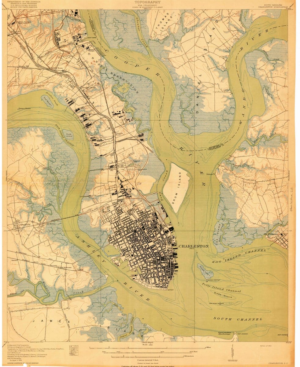 1919 Charleston, SC  - South Carolina - USGS Topographic Map