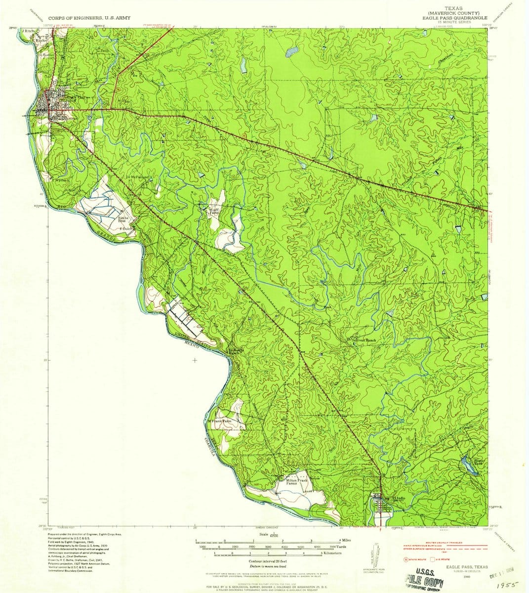 1940 Eagle Pass, TX  - Texas - USGS Topographic Map