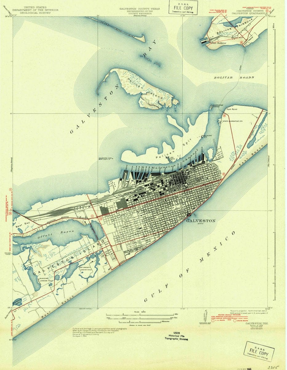 1933 Galveston, TX  - Texas - USGS Topographic Map