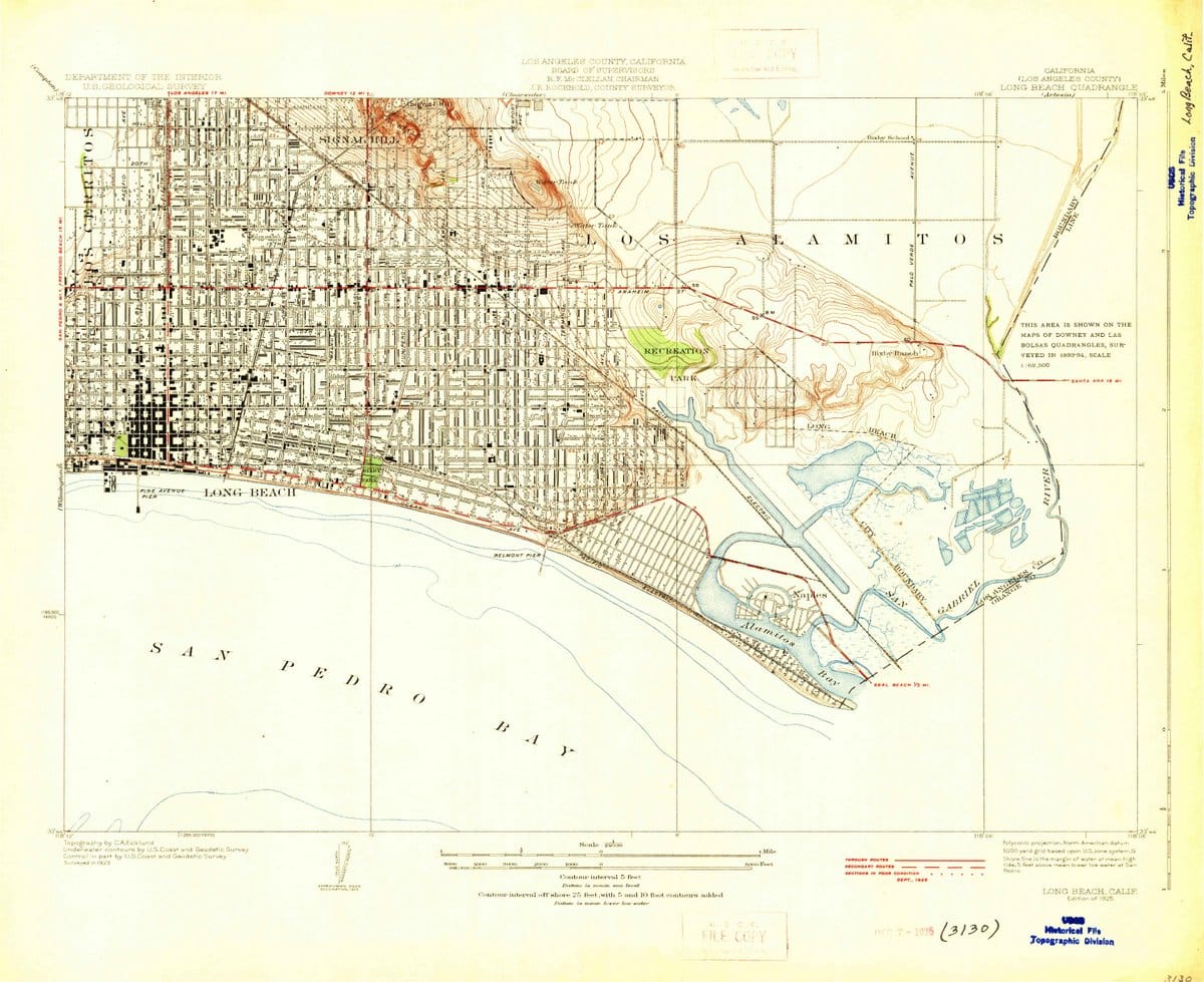 1925 Long Beach, CA  - California - USGS Topographic Map