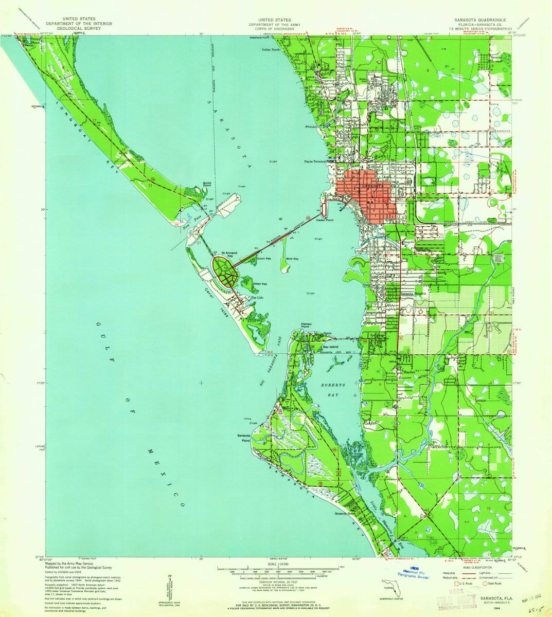 1944 Sarasota, FL  - Florida - USGS Topographic Map