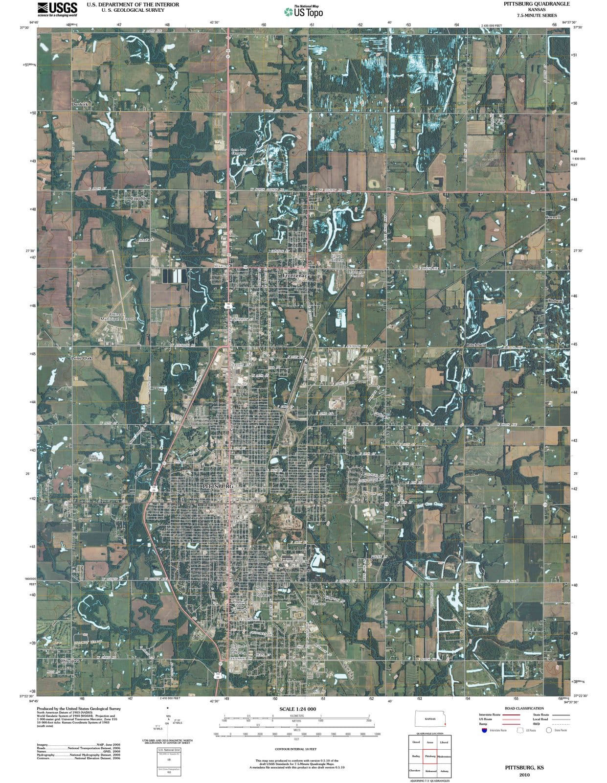2010 Pittsburg, KS - Kansas - USGS Topographic Map