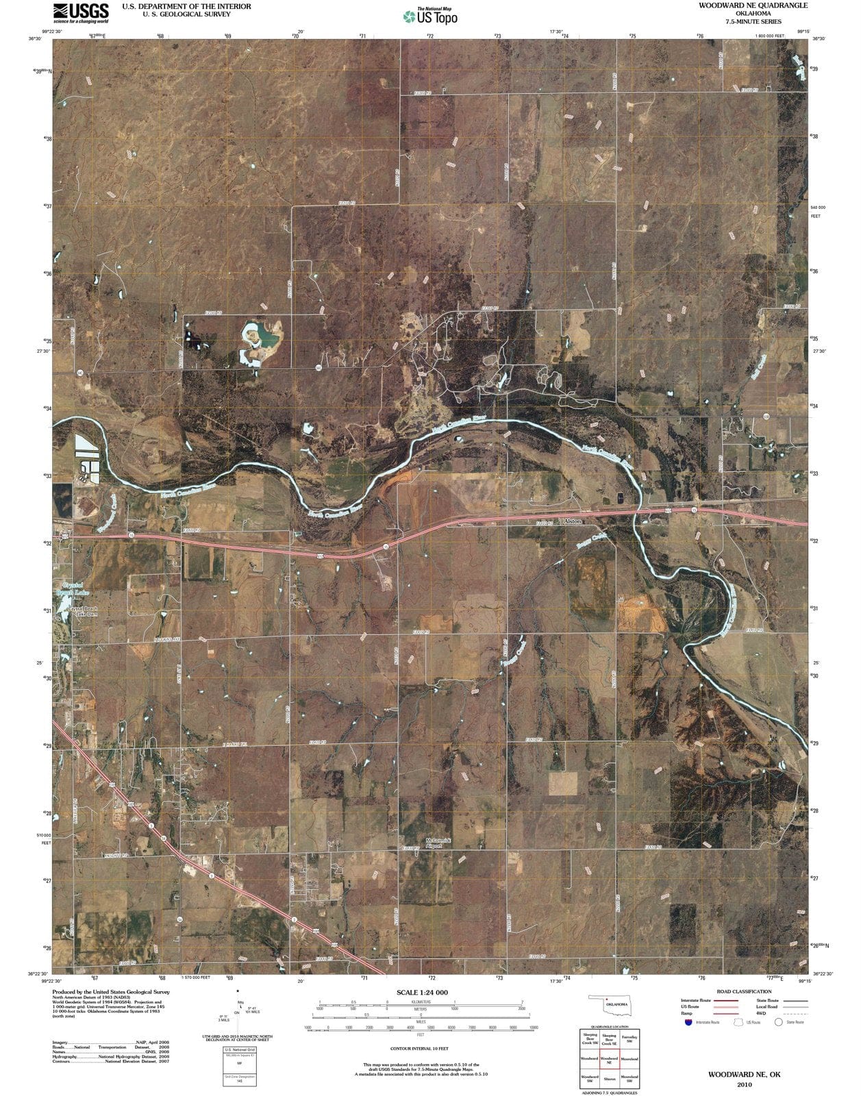 2010 Woodward, OK - Oklahoma - USGS Topographic Map v3