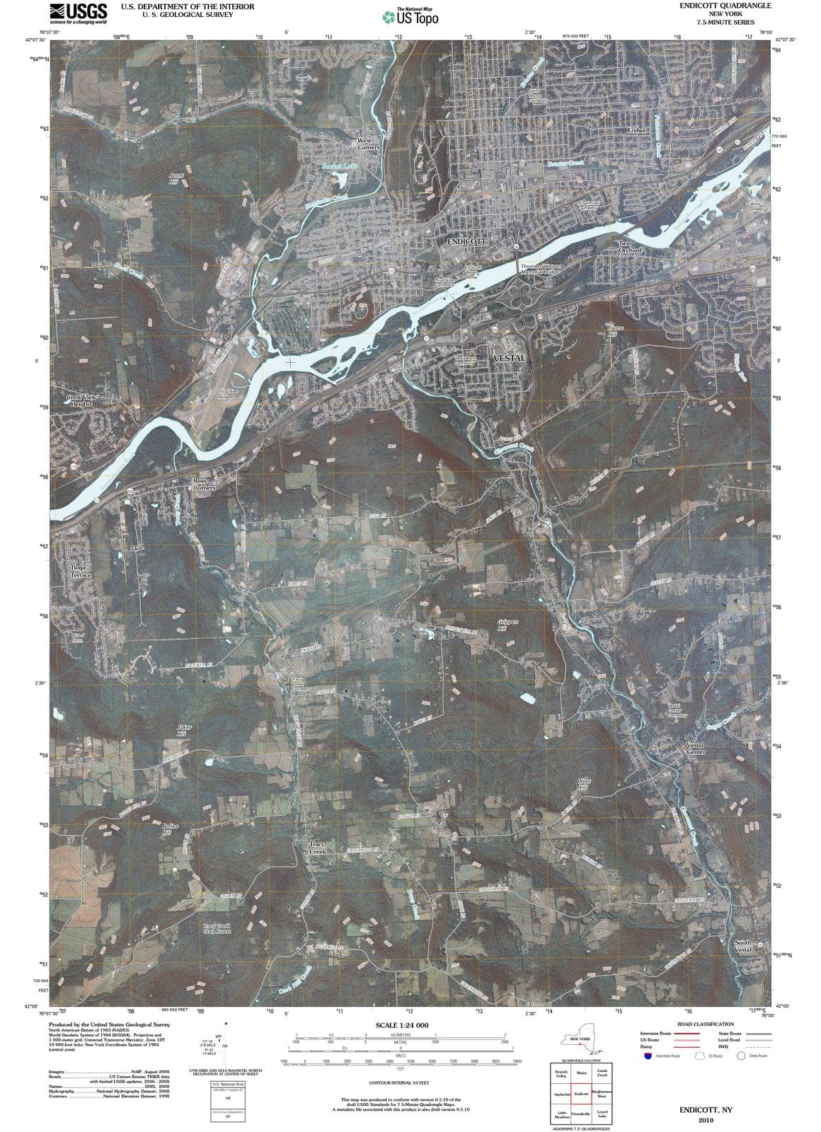 2010 Endicott, NY - New York - USGS Topographic Map