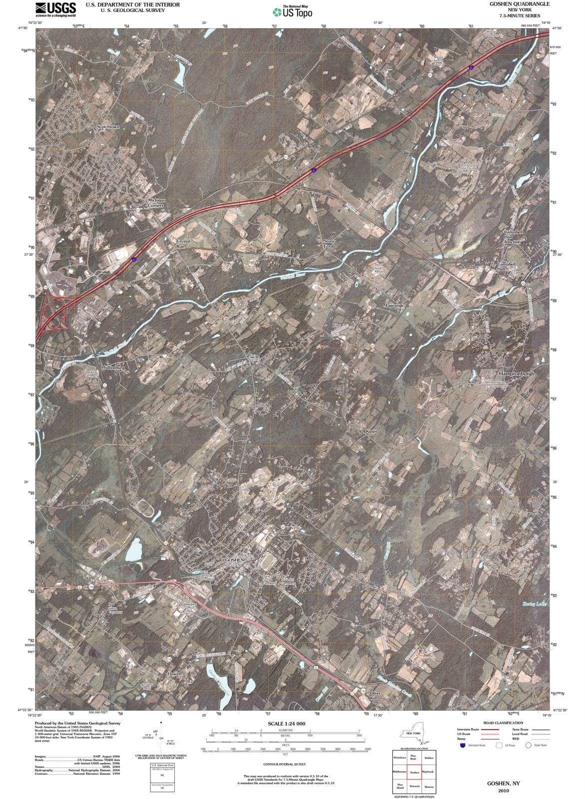 2010 Goshen, NY - New York - USGS Topographic Map