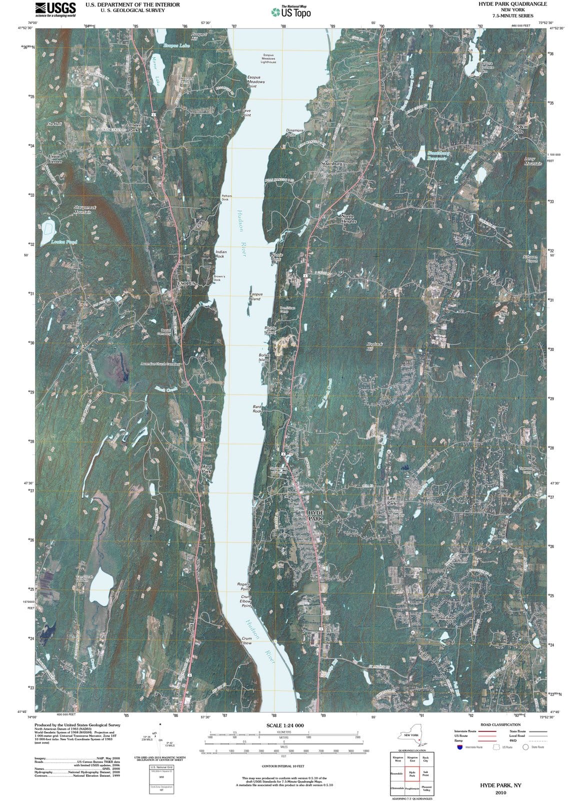 2010 Hyde Park, NY - New York - USGS Topographic Map