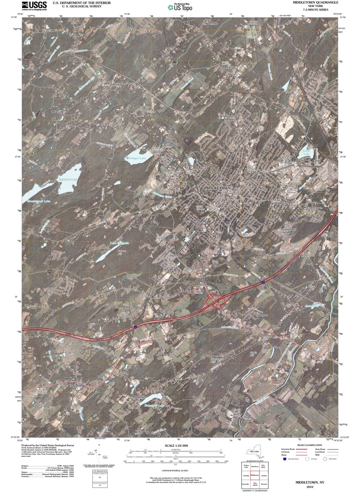 2010 Middletown, NY - New York - USGS Topographic Map