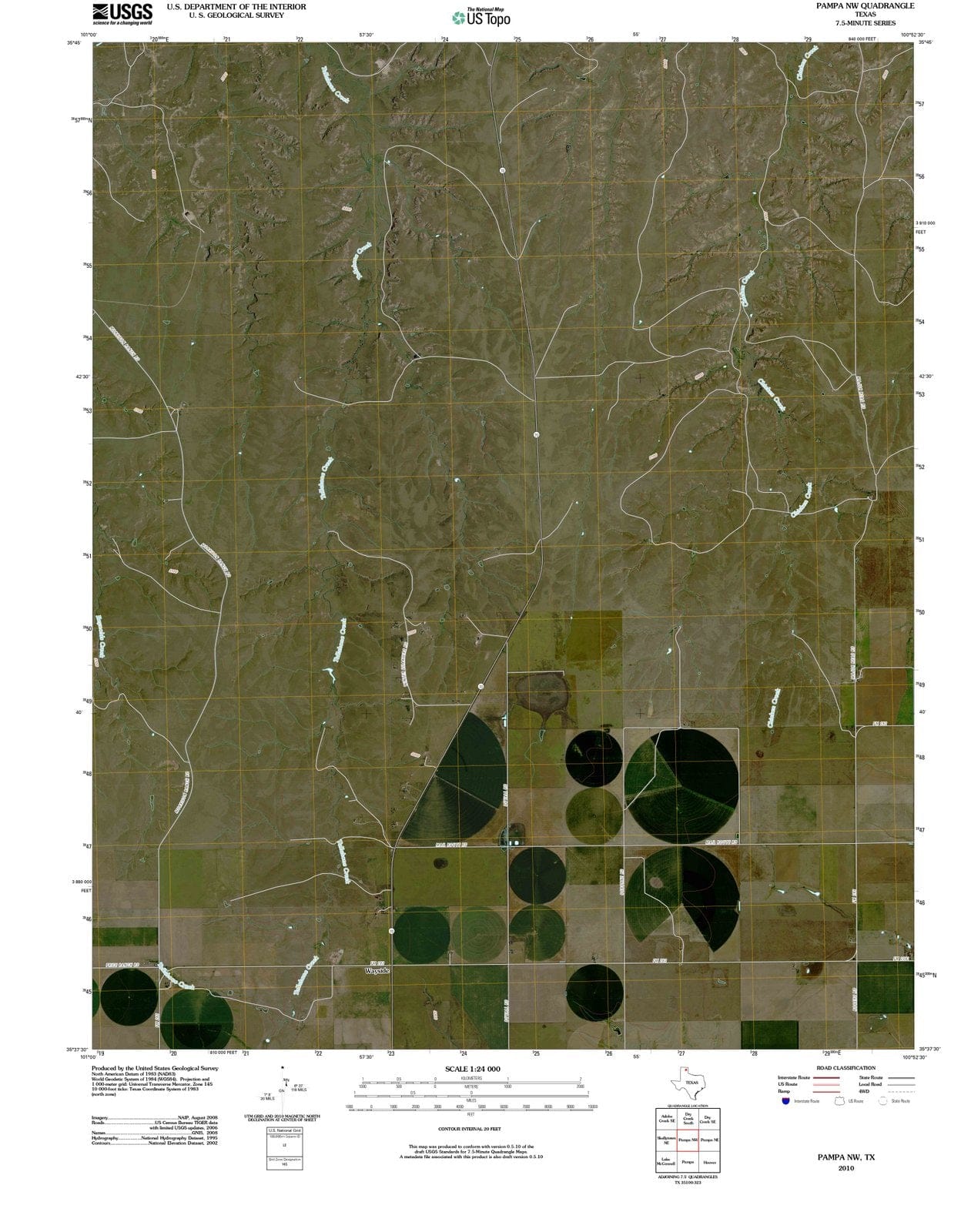 2010 Pampa, TX - Texas - USGS Topographic Map v3